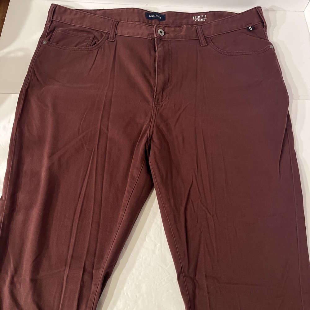 Nautica Men's Slim Fit Stretch Casual Pant Size 40 x 30 Maroon